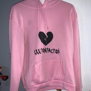 Pink XXX hoodie.